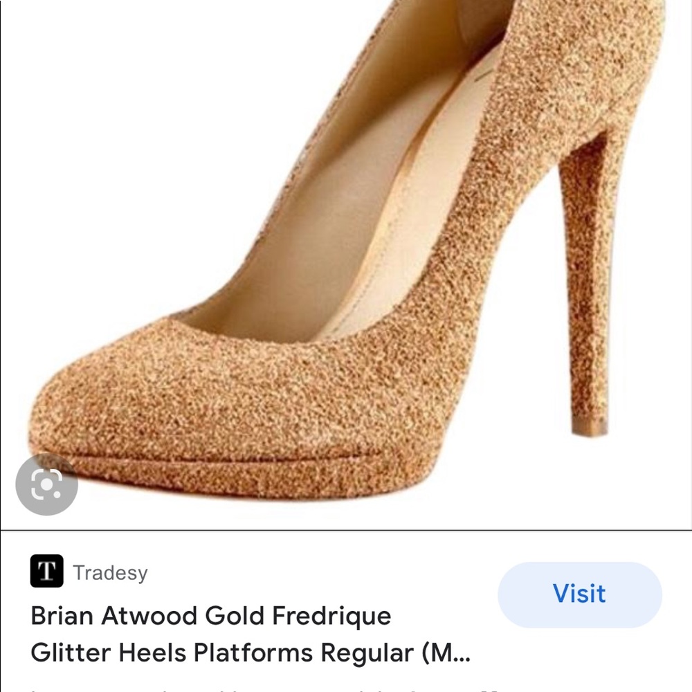 Brian Atwood Sparkling Gold Platform Heels